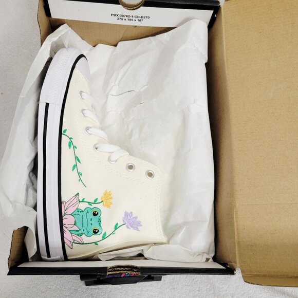 CONVERSE Chuck Taylor Alll Star "Frog Garden" High-Top Sneaker- Egret- Sz:3YOUTH - Picture 5 of 13